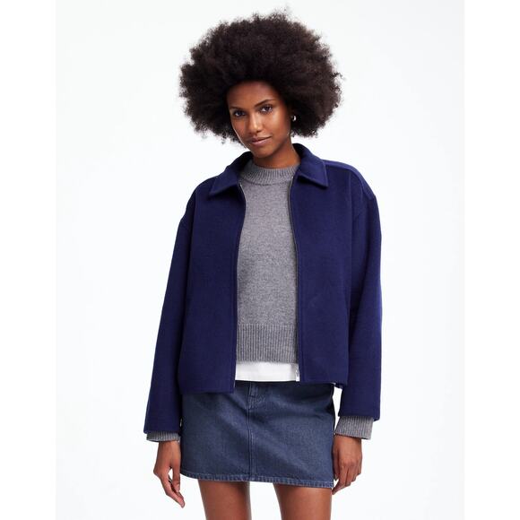 Madewell Double-Faced Rounded-Sleeve Jacket Long Sleeve True Midnight Size S NWT - Picture 1 of 12